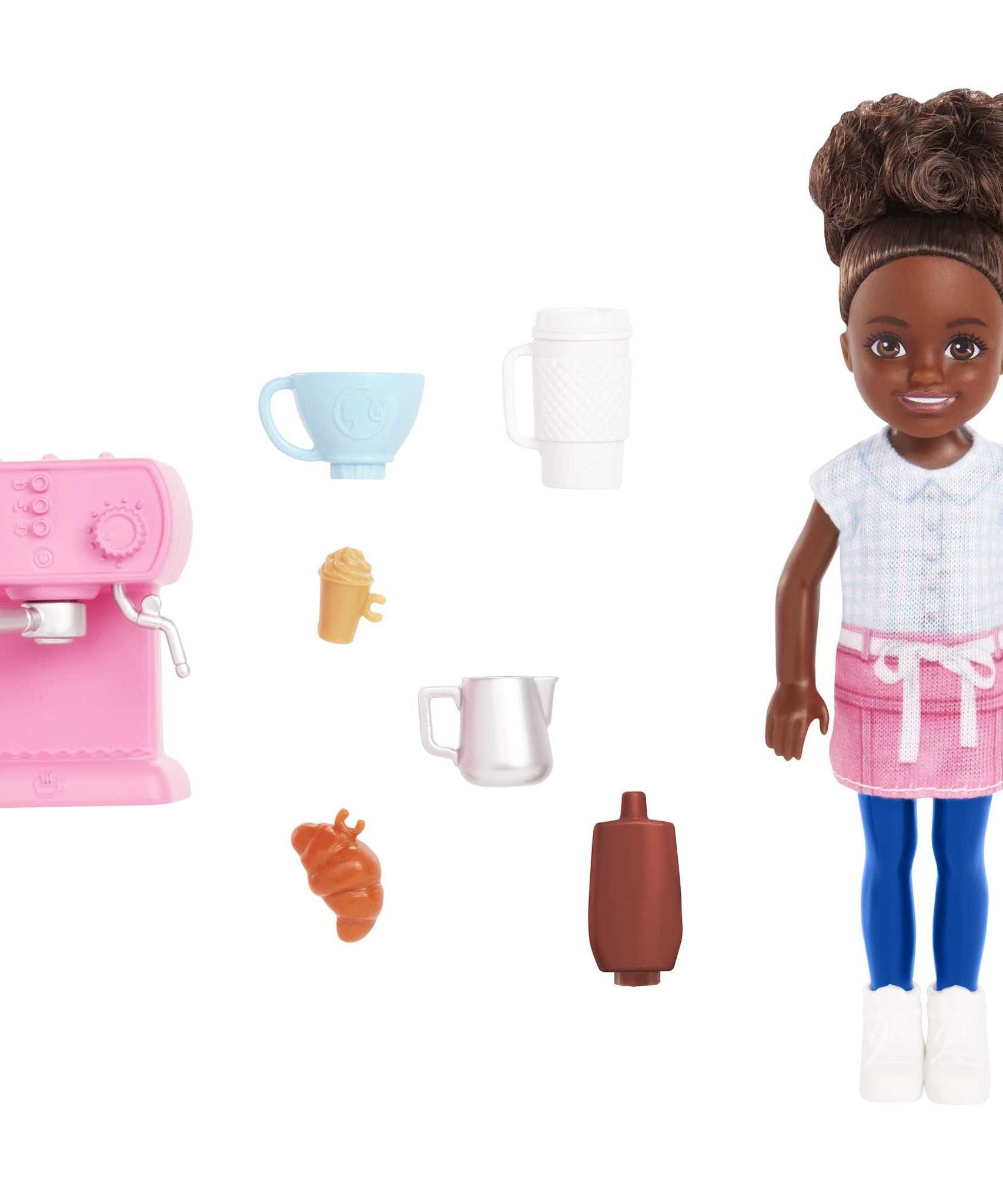 Barbie Chelsea Can Be… Barista 6" Doll Playset with Coffee Accessories – Fun Career Role-Playing Toy for Kids 3+ Years - MINIMEE KIDS
