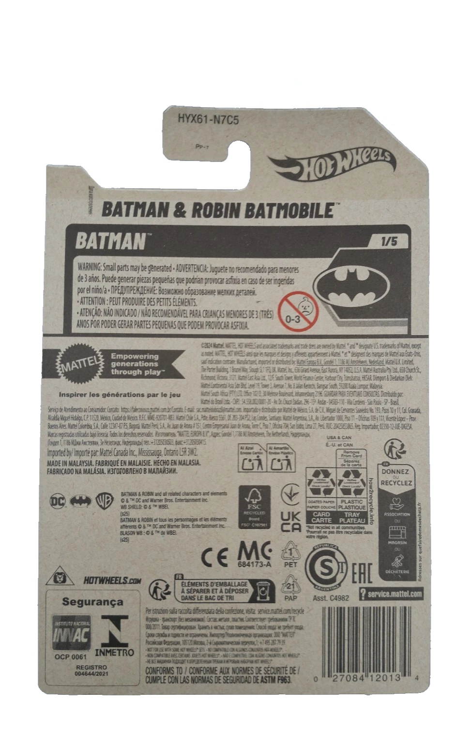 Hot Wheels Batman & Robin Batmobile HYX61 – 2024 Mainline 1/5 Batman Series, Blue Die-Cast Collector Car (2/250)