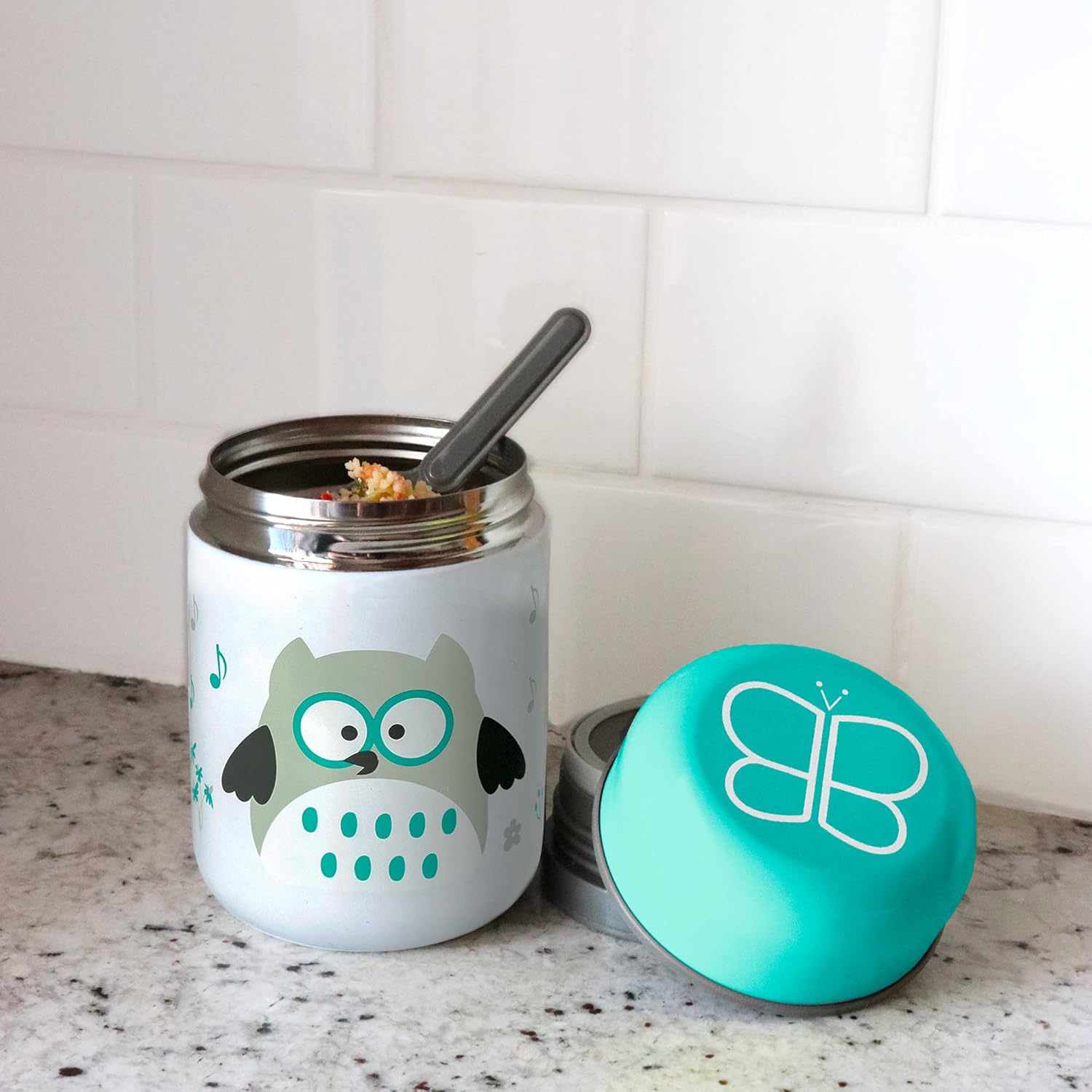 BBLÜV Foöd Insulated Food Container with Foldable Spoon and Bowl for 6+ Months - 300ml | Aqua, Airtight & Leak-Proof, Keeps Food Hot/Cold for 8 Hours