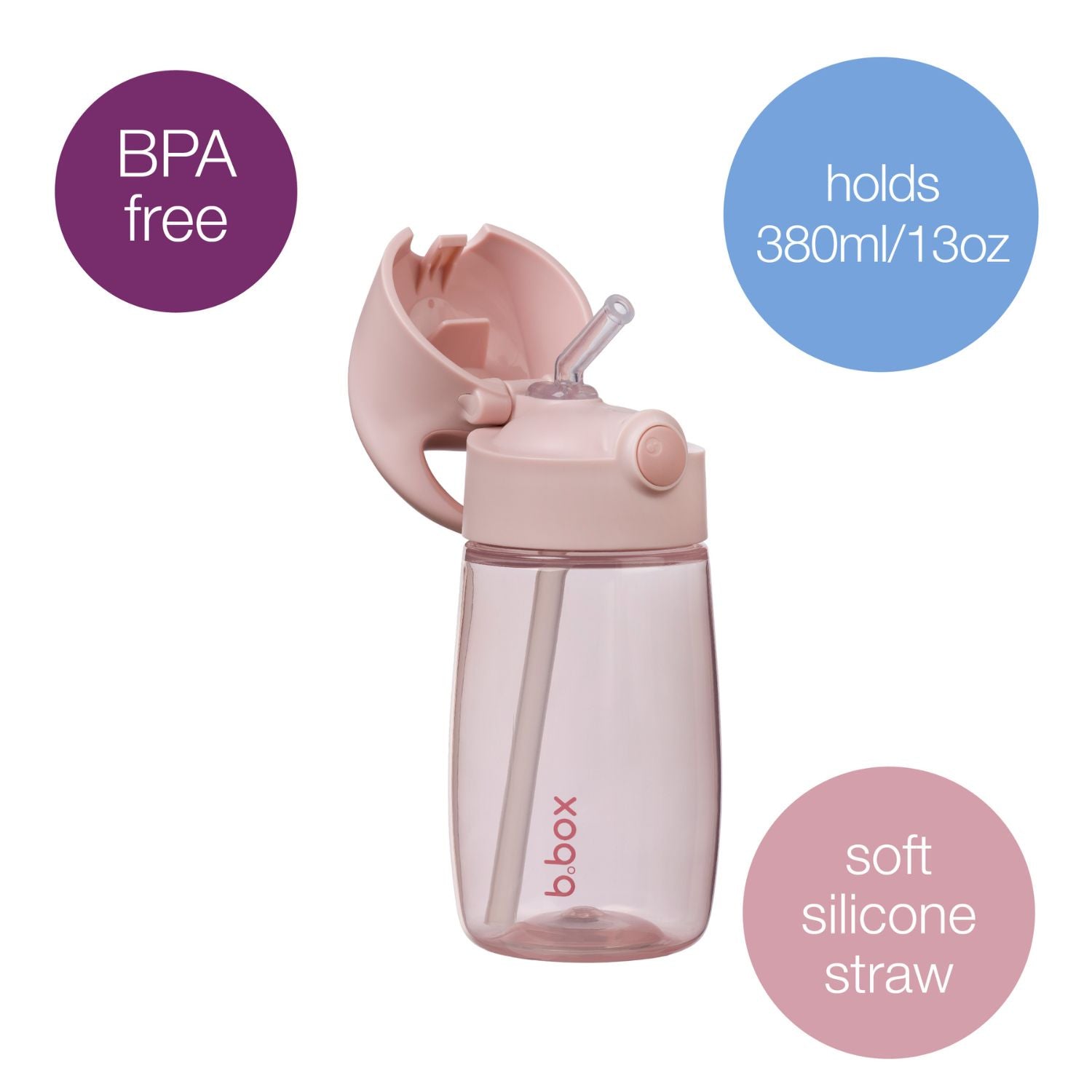 b.box Drink Bottle Jnr Leakproof 380ml – Blush Crush, Chill Out & Spearmint | BPA-Free Kids Bottle for Ages 12m+ | Easy-Clean, Leakproof & Interchangeable Design