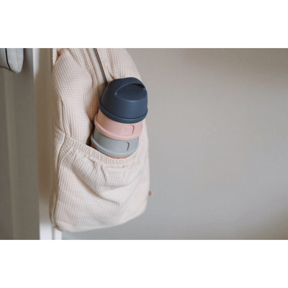 BEABA Stacked Formula Container with 4 Compartments for 0+ Month | Pink Mineral Grey - Portable & BPA Free
