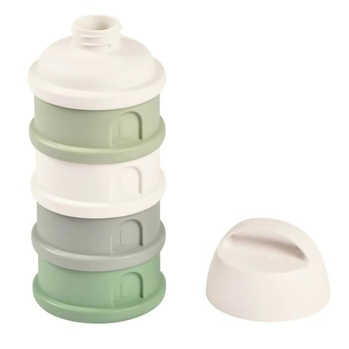 BEABA Stacked Formula Container with 4 Compartments for 0+ Month | Sage Green - Portable & BPA Free