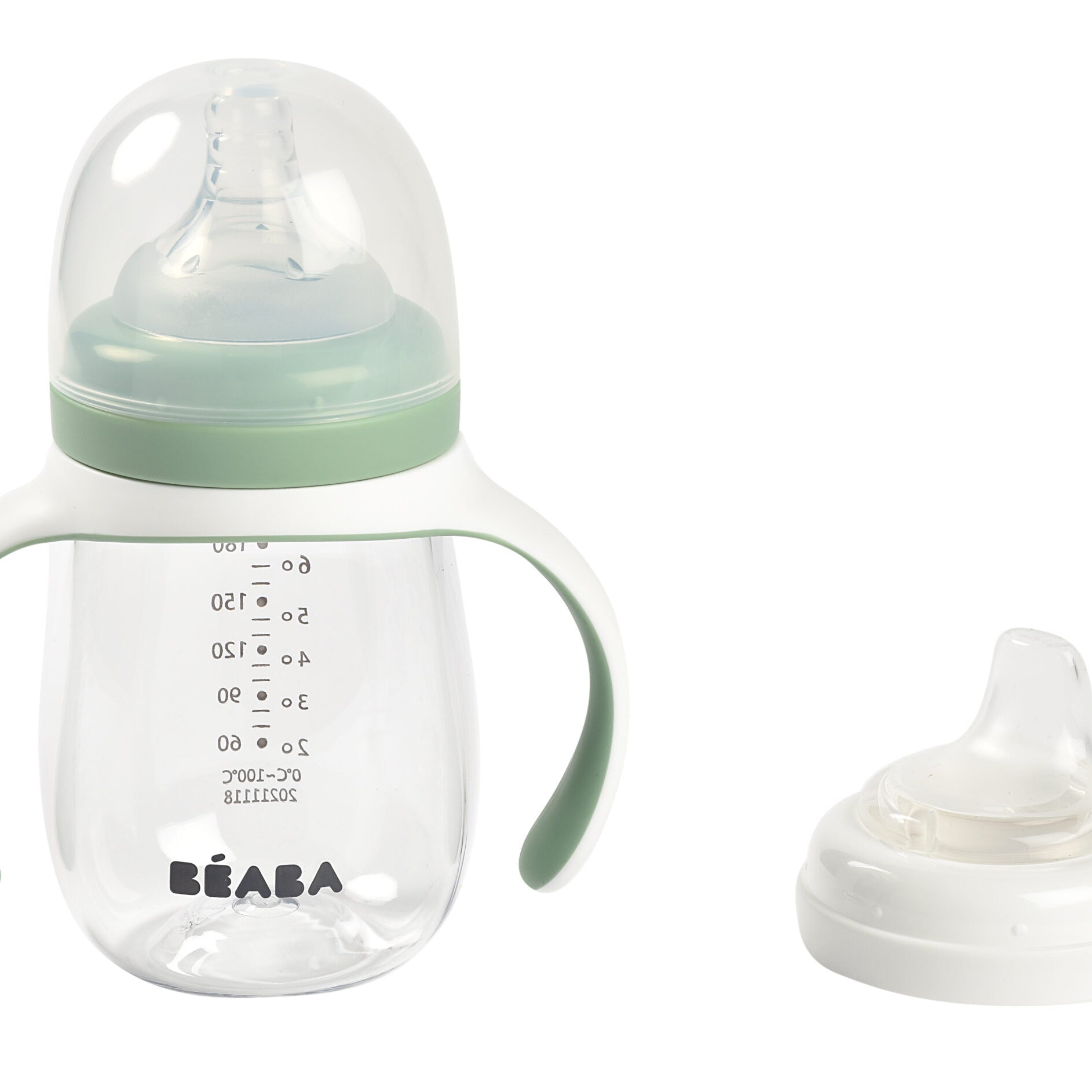 Beaba 2-in-1 Learning Bottle 210ml - Transition Bottle with Soft Spout and Handles for Babies | Leak-Proof and BPA-Free Training Bottle