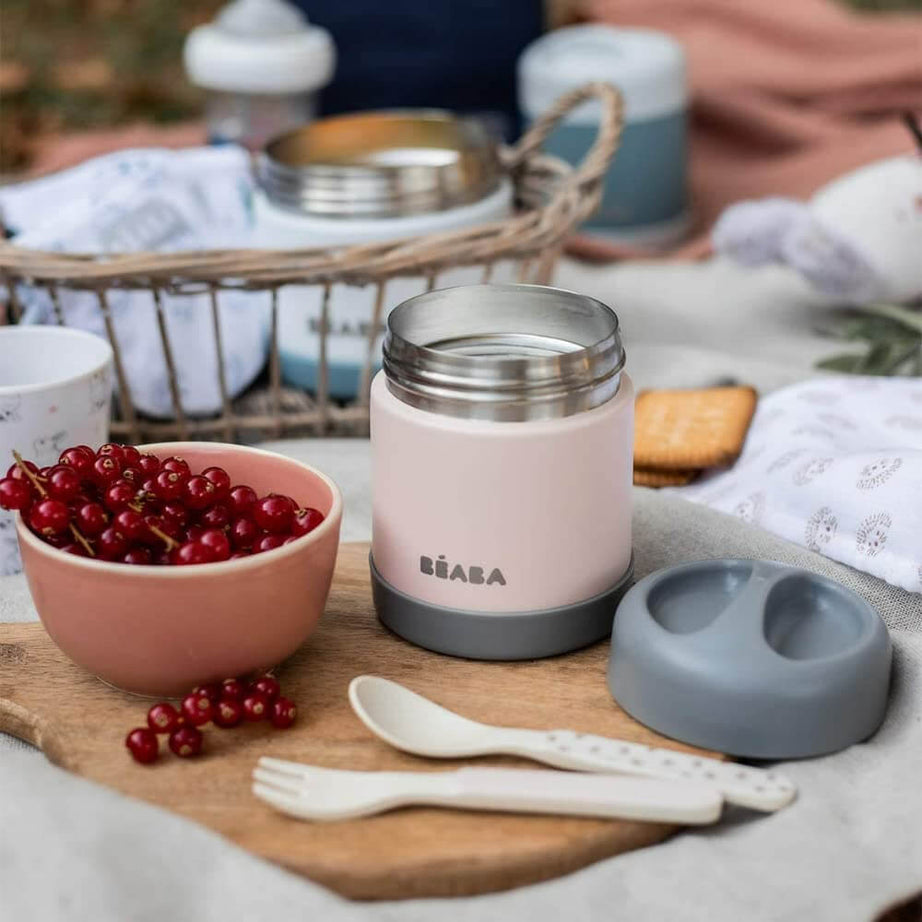 Beaba Thermo-Portion Stainless Steel Vacuum Insulated Food Jar - 500 ml | 4m+ | Keeps Food Warm & Cold