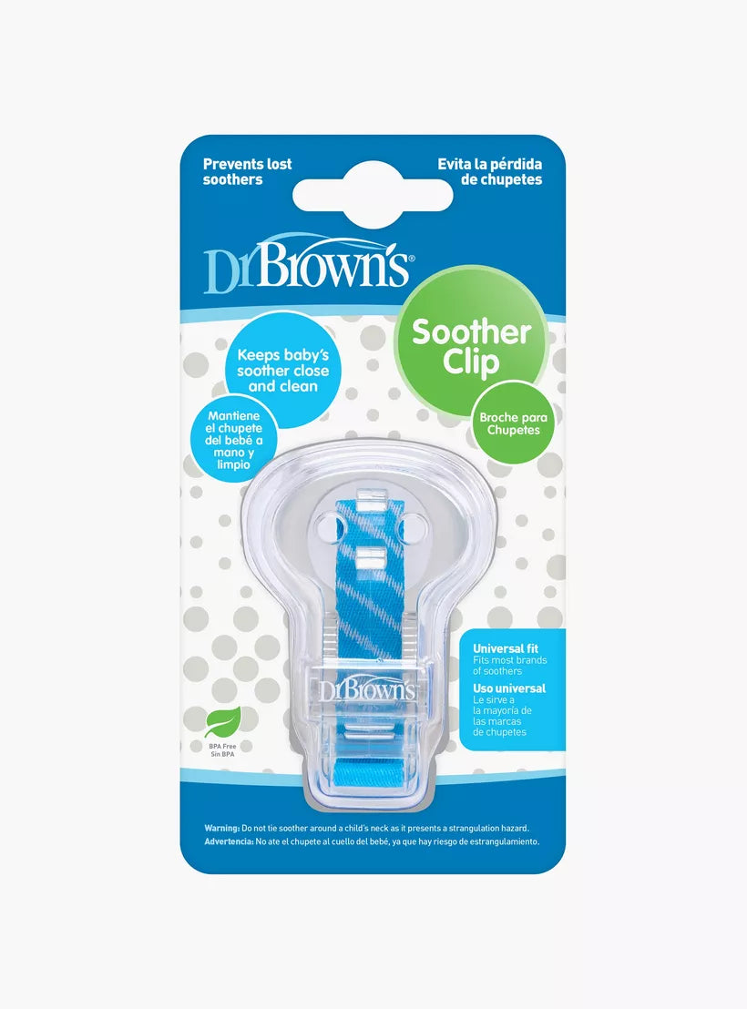 Dr. Brown's Universal Soother Clip - Secure, Hygienic Pacifier Holder to Keep Baby's Pacifier Close and Clean at All Times | Color will be Supplied As Per Availability