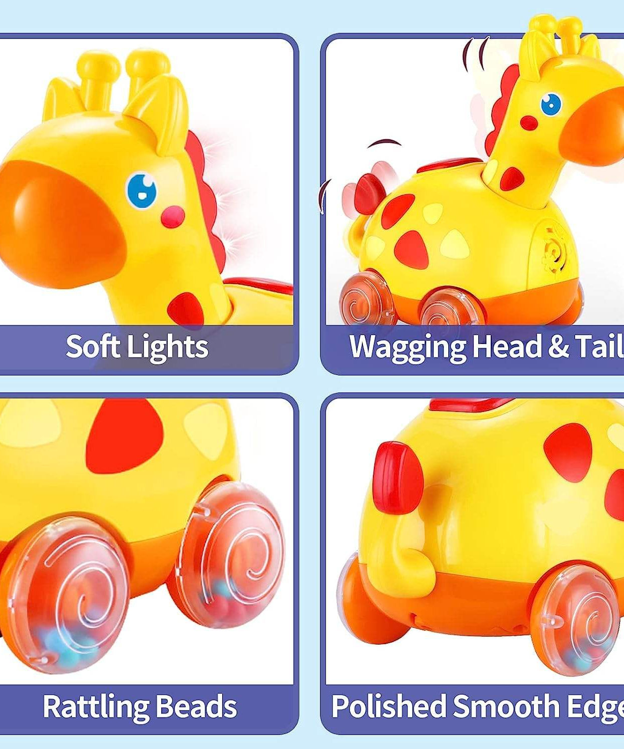 Fivestar Learning Fun Bump & Go Giraffe Toy for Babies | Interactive Musical Crawling Toy with Lights, Songs & Obstacle Avoidance | Safe BPA-Free Early Development Toy for 6+ Months - MINIMEE KIDS