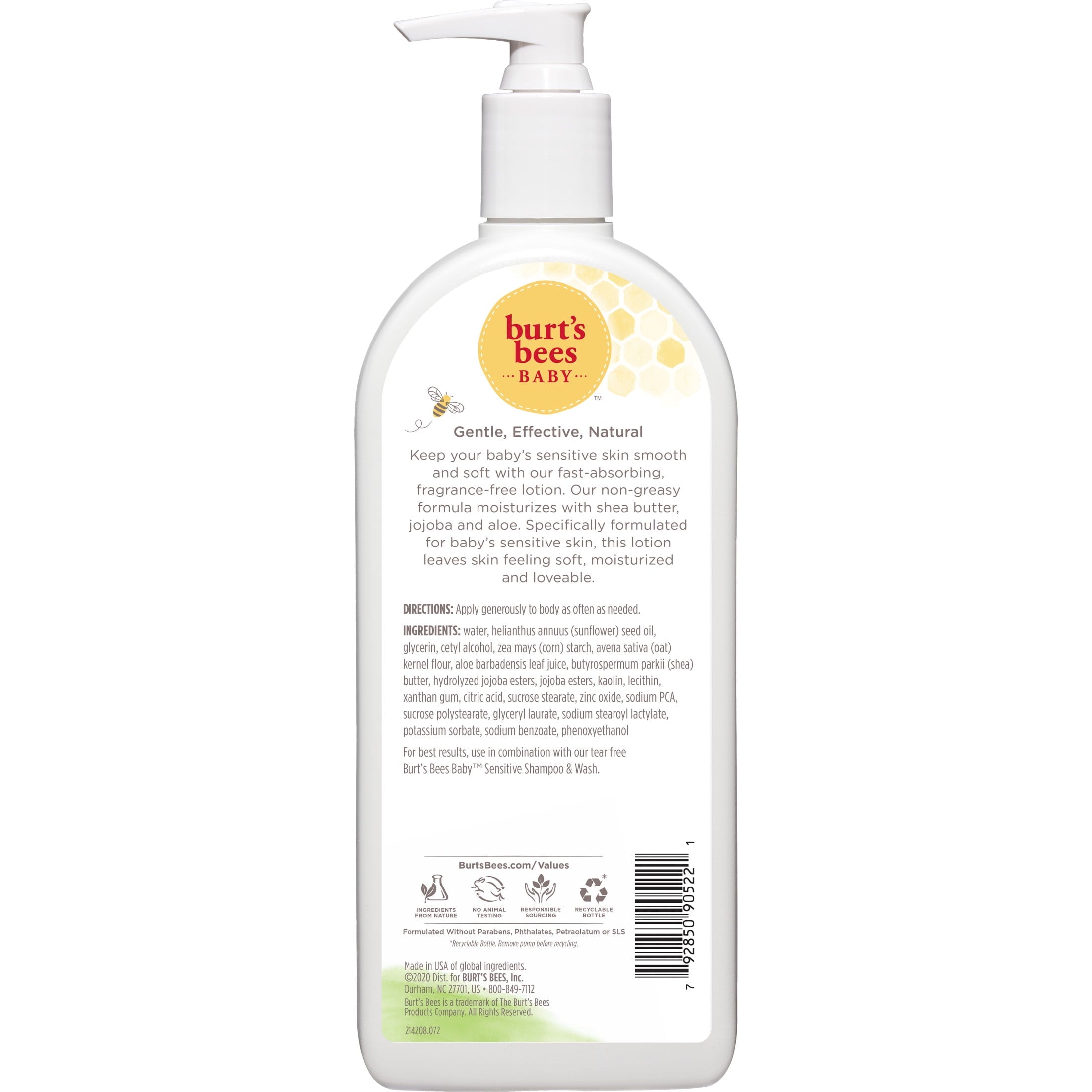 Burt's Bees Baby Ultra Gentle Lotion with Aloe – 99% Natural Moisturizer for Baby’s Sensitive Skin – Quick-Absorbing with Shea Butter & Jojoba – Pediatrician-Tested, Hypoallergenic Baby Lotion | Made in USA – 340.1g