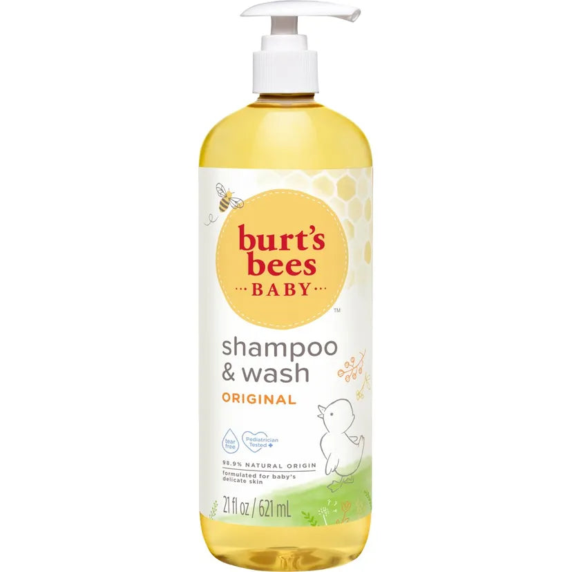 Burt’s Bees Baby Shampoo & Wash | Original - Tear-Free, Gentle & Natural | 236.5ml, 354.8ml, 621ml | Made in USA | Plant-Based, Hypoallergenic Baby Wash for Soft & Clean Skin
