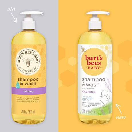 Burt’s Bees Baby Shampoo & Wash with Lavender Scent - Calming & Tear-Free | 621ml | Gentle, Plant-Based, Hypoallergenic Baby Wash for Relaxing Bedtime