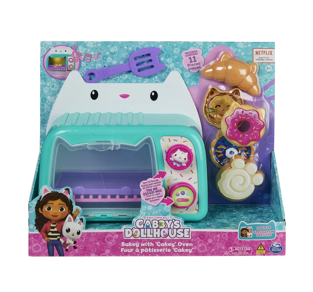 Gabby’s Dollhouse Cakey Oven Toy Set | Interactive Pretend Baking Playset with Lights & Sounds – 11-Piece Kit for Ages 3+ | DreamWorks Netflix Series Inspired | Includes Cakey Figure, Treats & Accessories