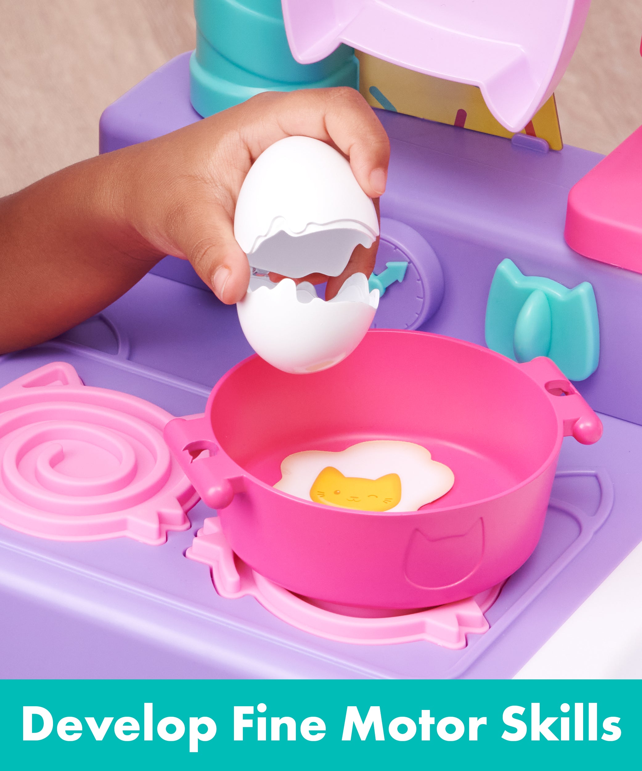 Gabby’s Dollhouse Cakey Cat Kitchen Set – 3-Foot Tall Play Kitchen with 20+ Accessories, Play Food, Sounds & Music for Kids Ages 3+ - MINIMEE KIDS
