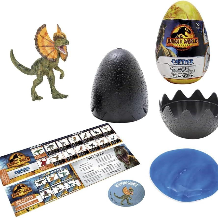Captivz Jurassic World Dominion Edition - 4 Pack Dinosaurs in Slime, Metallic Dinosaur Inside, for Ages 3+