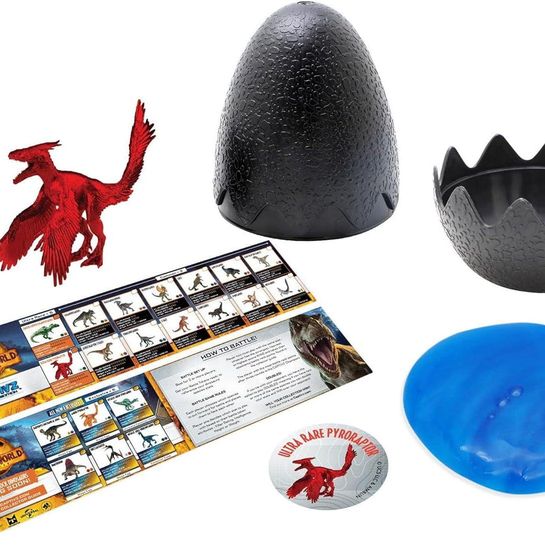 Captivz Jurassic World Dominion Edition - 4 Pack Dinosaurs in Slime, Metallic Dinosaur Inside, for Ages 3+