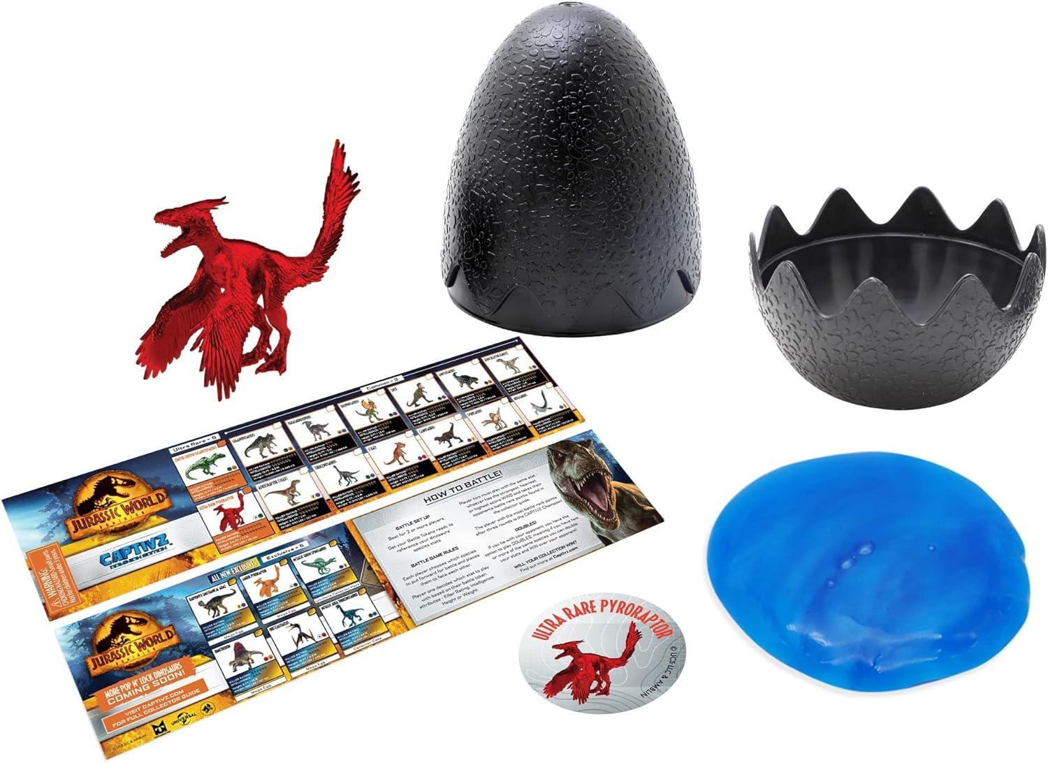 Captivz Jurassic World Dominion Edition - 4 Pack Dinosaurs in Slime, Metallic Dinosaur Inside, for Ages 3+