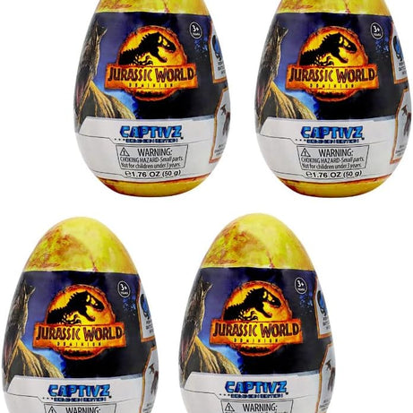 Captivz Jurassic World Dominion Edition - 4 Pack Dinosaurs in Slime, Metallic Dinosaur Inside, for Ages 3+