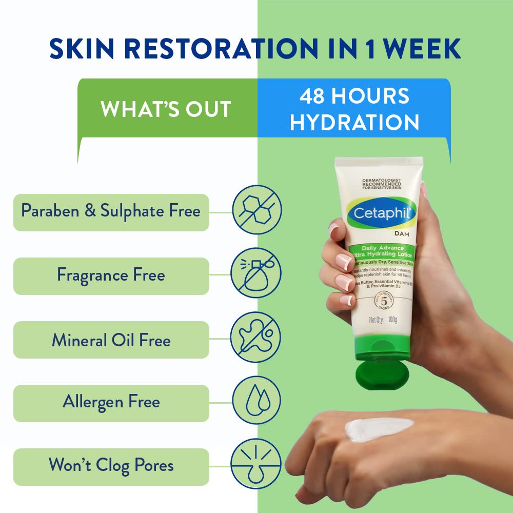 Cetaphil DAM Daily Advance Ultra Hydrating Lotion For Dry, Sensitive Skin - 100g