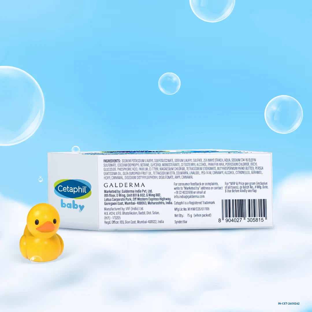 Cetaphil Baby Mild Bar Soap for Sensitive Skin – Gentle Daily Cleanser with Shea Butter & Glycerin (75g & 100g)