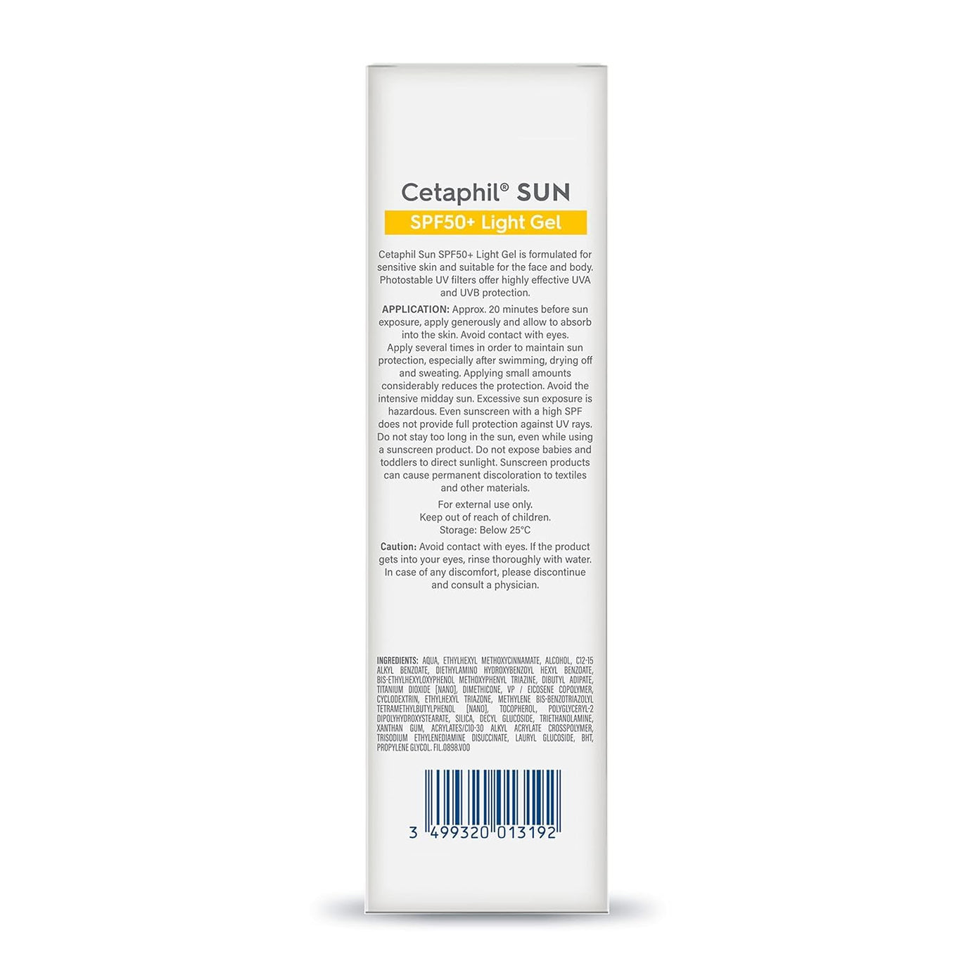Cetaphil Sun SPF 50+ Sunscreen | Very High Protection Light Gel Water Resistant Vitamin E - 50ml