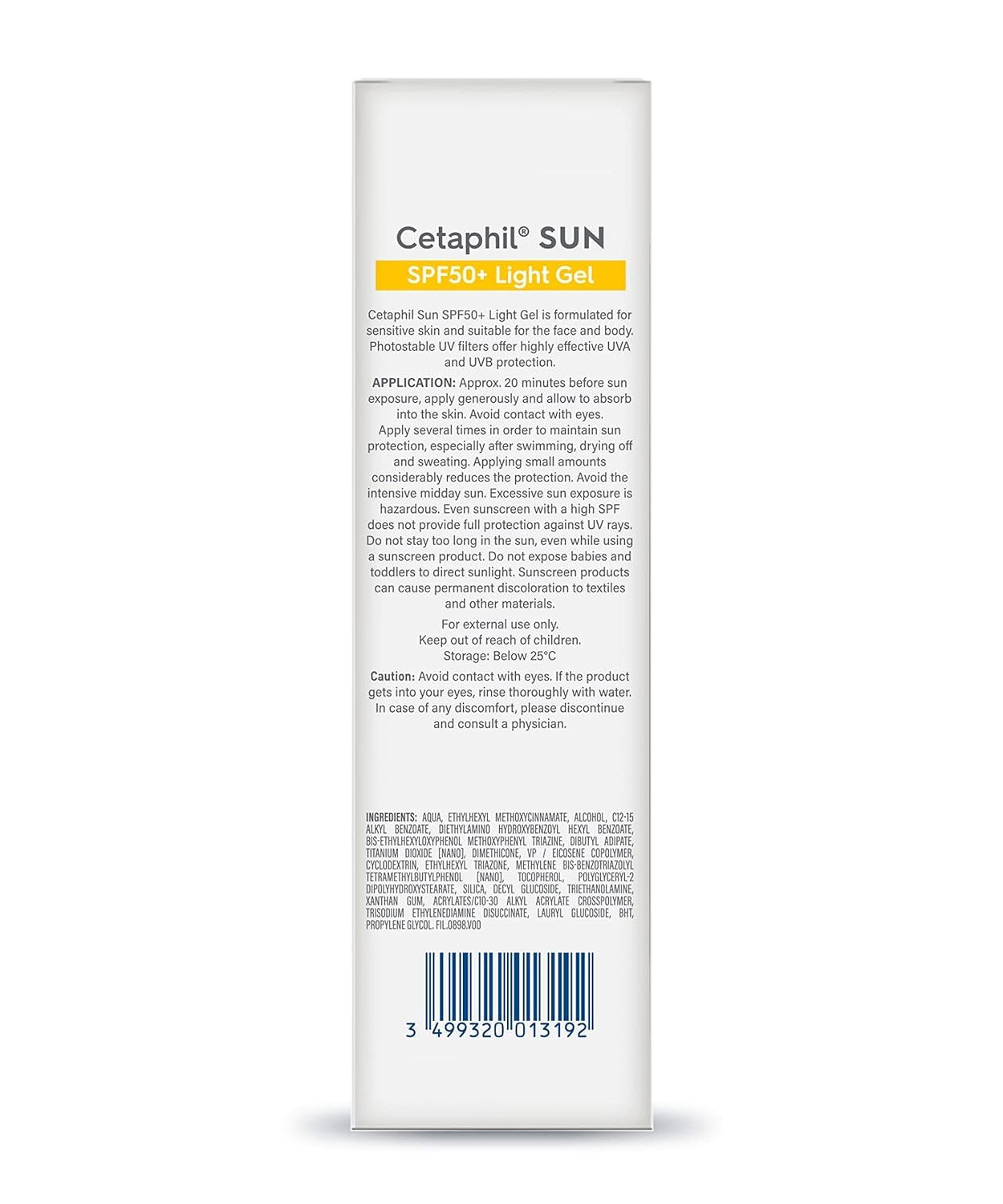 Cetaphil Sun SPF 50+ Sunscreen | Very High Protection Light Gel Water Resistant Vitamin E - 50ml - MINIMEE KIDS