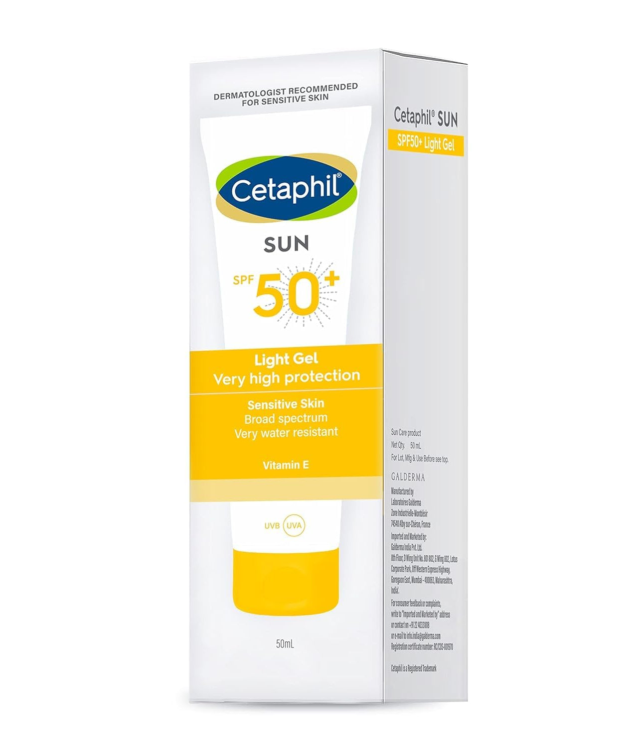 Cetaphil Sun SPF 50+ Sunscreen | Very High Protection Light Gel Water Resistant Vitamin E - 50ml - MINIMEE KIDS