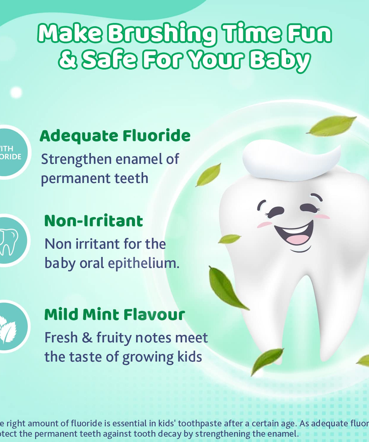 Chicco Mild Mint Toothpaste With fluoride for 6+ Years kids - 70g