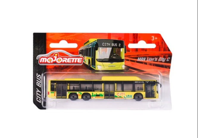Majorette MAN City Bus Series - Lion’s City C & Lion’s Coach L | Die-Cast Model with Authentic Details | 1:110 Scale | Collector’s Edition | Free-Rolling Wheels