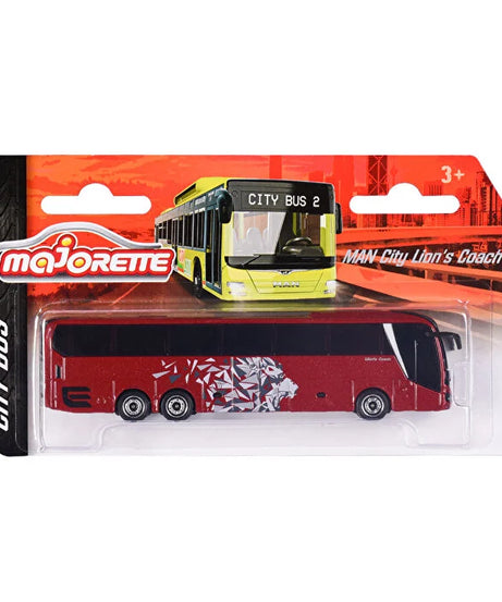 Majorette MAN City Bus Series - Lion’s City C & Lion’s Coach L | Die-Cast Model with Authentic Details | 1:110 Scale | Collector’s Edition | Free-Rolling Wheels - MINIMEE KIDS