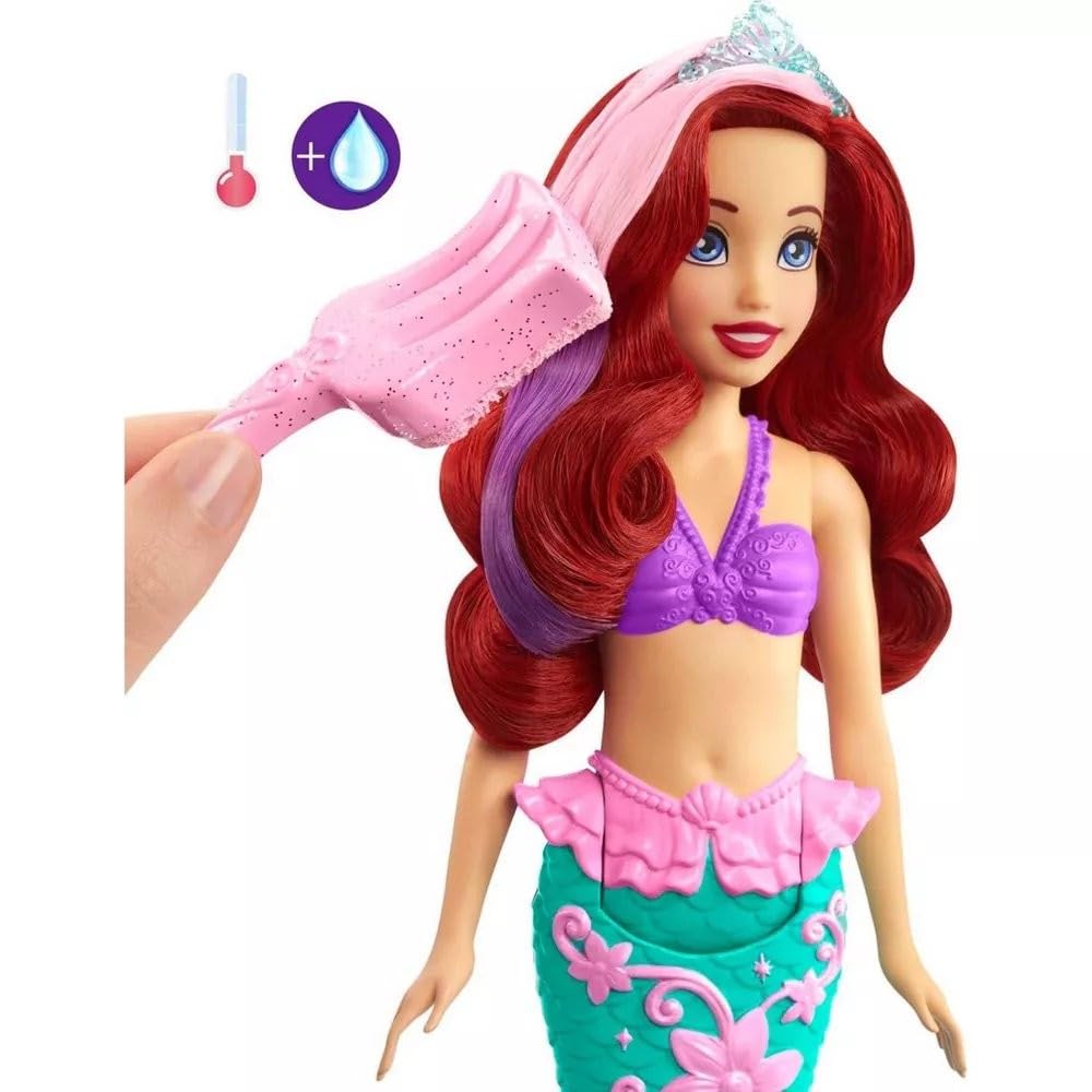 Disney Princess Color Splash Ariel Mermaid Doll with Color-Change Hair and Tail - Water Toy Inspired by The Little Mermaid