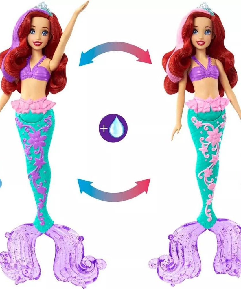 Disney Princess Color Splash Ariel Mermaid Doll with Color-Change Hair and Tail - Water Toy Inspired by The Little Mermaid - MINIMEE KIDS