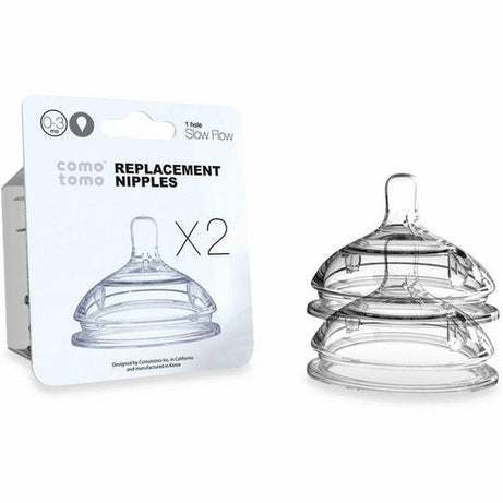 Comotomo Replacement Silicone Nipple with 1 Hole Slow Flow for 0-3 Months - Pack of 2 Teats - MINIMEE KIDS