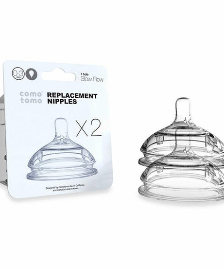 Comotomo Replacement Silicone Nipple with 1 Hole Slow Flow for 0-3 Months - Pack of 2 Teats - MINIMEE KIDS