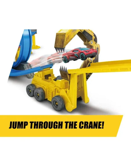 Zuru Metal Machines Construction Destruction Track Set with Motorized Speed Booster, Boulder Launcher & Exclusive Diecast Cars for Kids 4+ Years