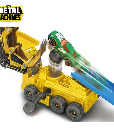 Zuru Metal Machines Construction Destruction Track Set with Motorized Speed Booster, Boulder Launcher & Exclusive Diecast Cars for Kids 4+ Years
