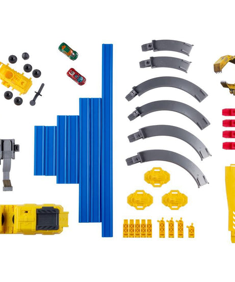 Zuru Metal Machines Construction Destruction Track Set with Motorized Speed Booster, Boulder Launcher & Exclusive Diecast Cars for Kids 4+ Years