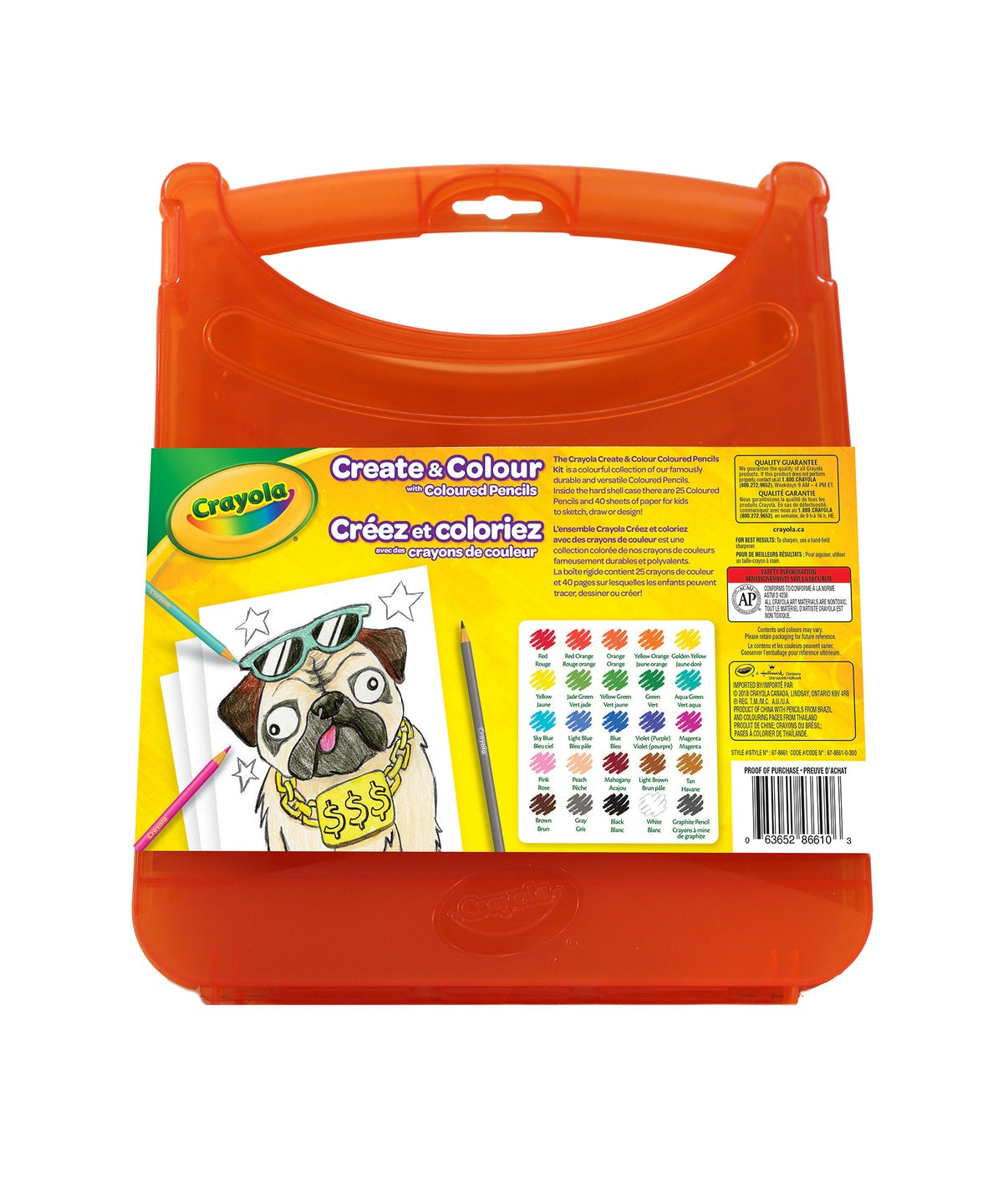 Crayola Create & Colour 65-Piece Coloured Pencils Set with Line Art & Blank Sheets – Art Kit for Kids Aged 4+, Durable Case Included