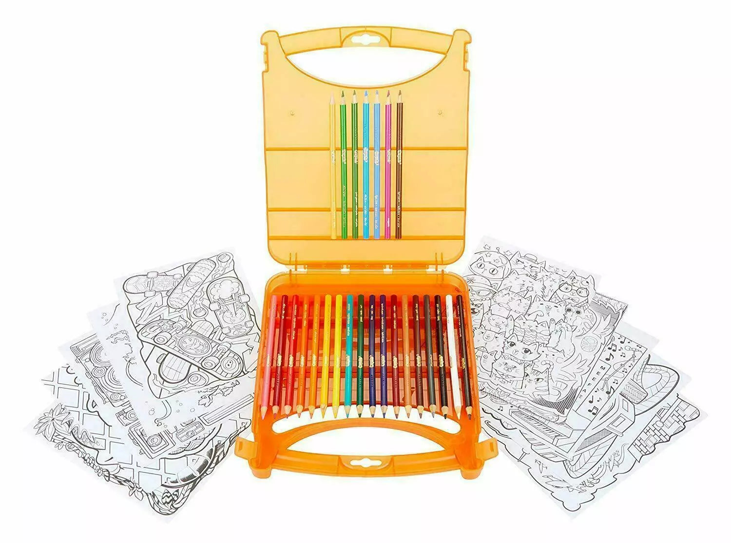 Crayola Create & Colour 65-Piece Coloured Pencils Set with Line Art & Blank Sheets – Art Kit for Kids Aged 4+, Durable Case Included