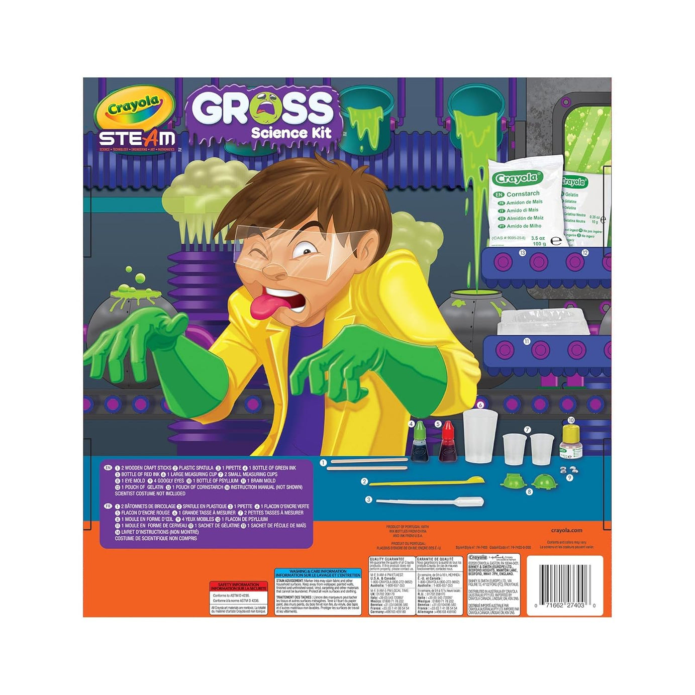 Crayola Gross Science Kit for Kids – STEAM Learning Set with 20 Experiments | Slimy, Gooey, Gross Fun for Ages 8+ | Educational Toy for Boys & Girls