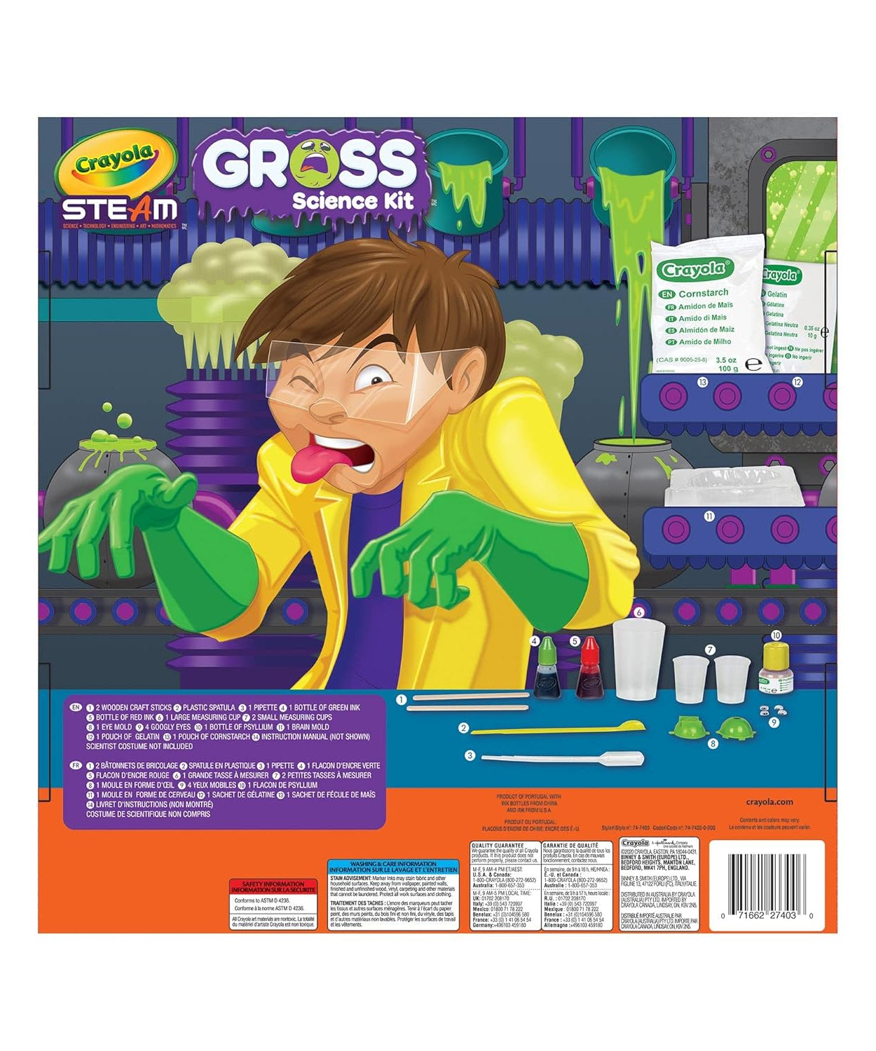 Crayola Gross Science Kit for Kids – STEAM Learning Set with 20 Experiments | Slimy, Gooey, Gross Fun for Ages 8+ | Educational Toy for Boys & Girls