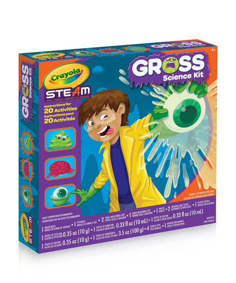 Crayola Gross Science Kit for Kids – STEAM Learning Set with 20 Experiments | Slimy, Gooey, Gross Fun for Ages 8+ | Educational Toy for Boys & Girls