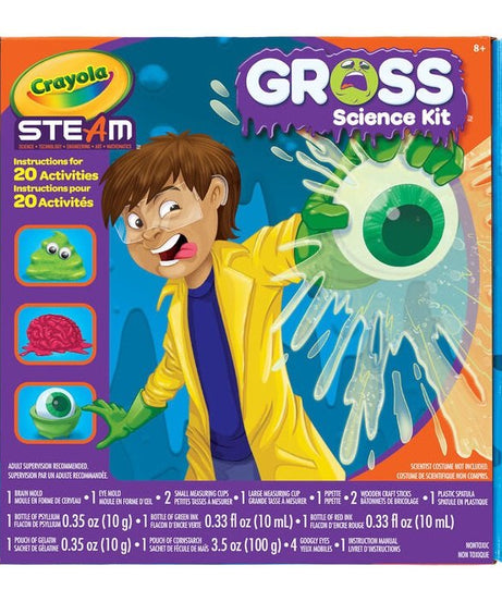 Crayola Gross Science Kit for Kids – STEAM Learning Set with 20 Experiments | Slimy, Gooey, Gross Fun for Ages 8+ | Educational Toy for Boys & Girls