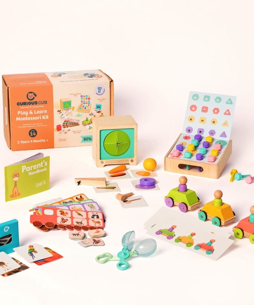 Curious Cub Level 14 Montessori Play & Learn Kit (33 Months+) | Premium 7-Piece Educational Toy Set for Sensory & Cognitive Development
