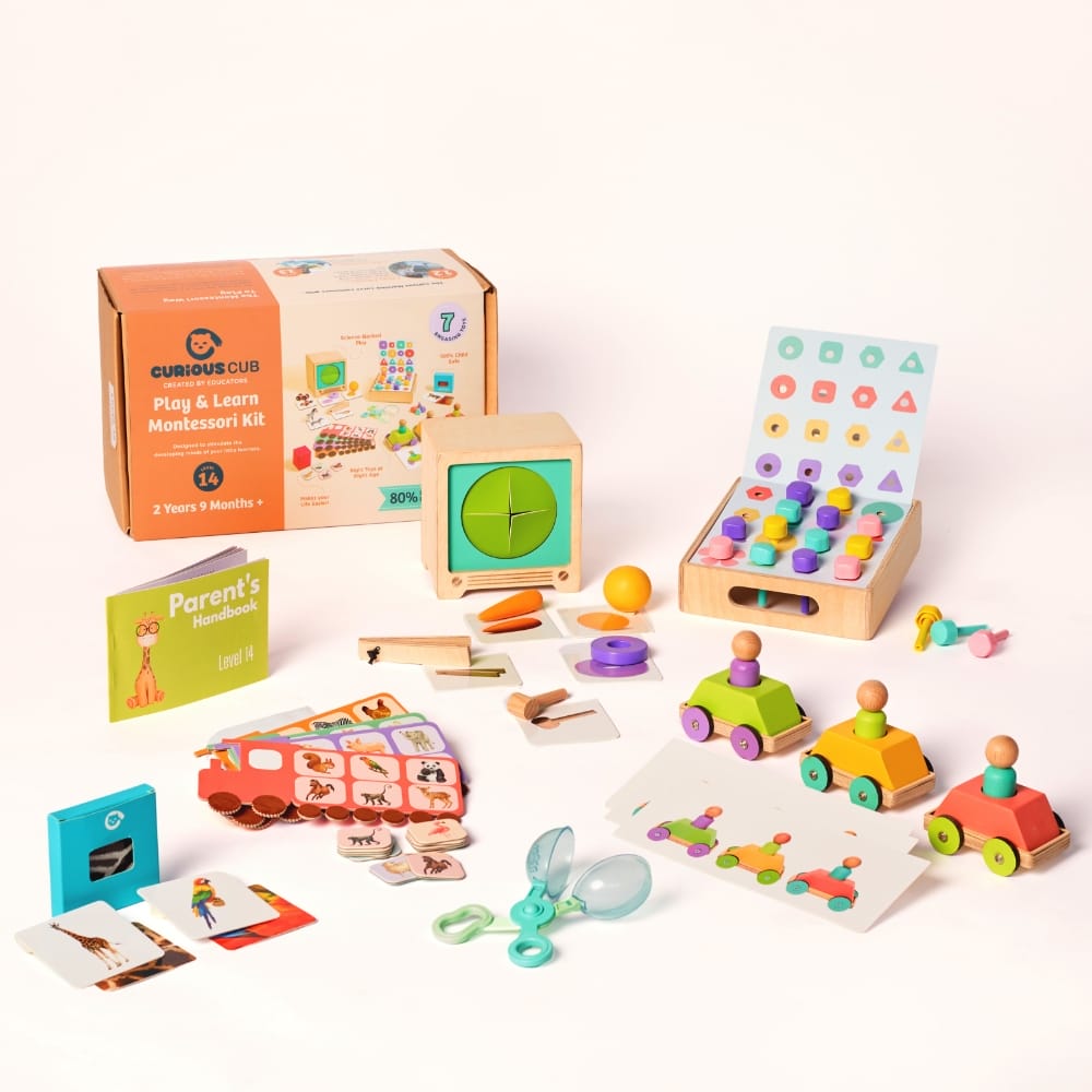 Curious Cub Level 14 Montessori Play & Learn Kit (33 Months+) | Premium 7-Piece Educational Toy Set for Sensory & Cognitive Development