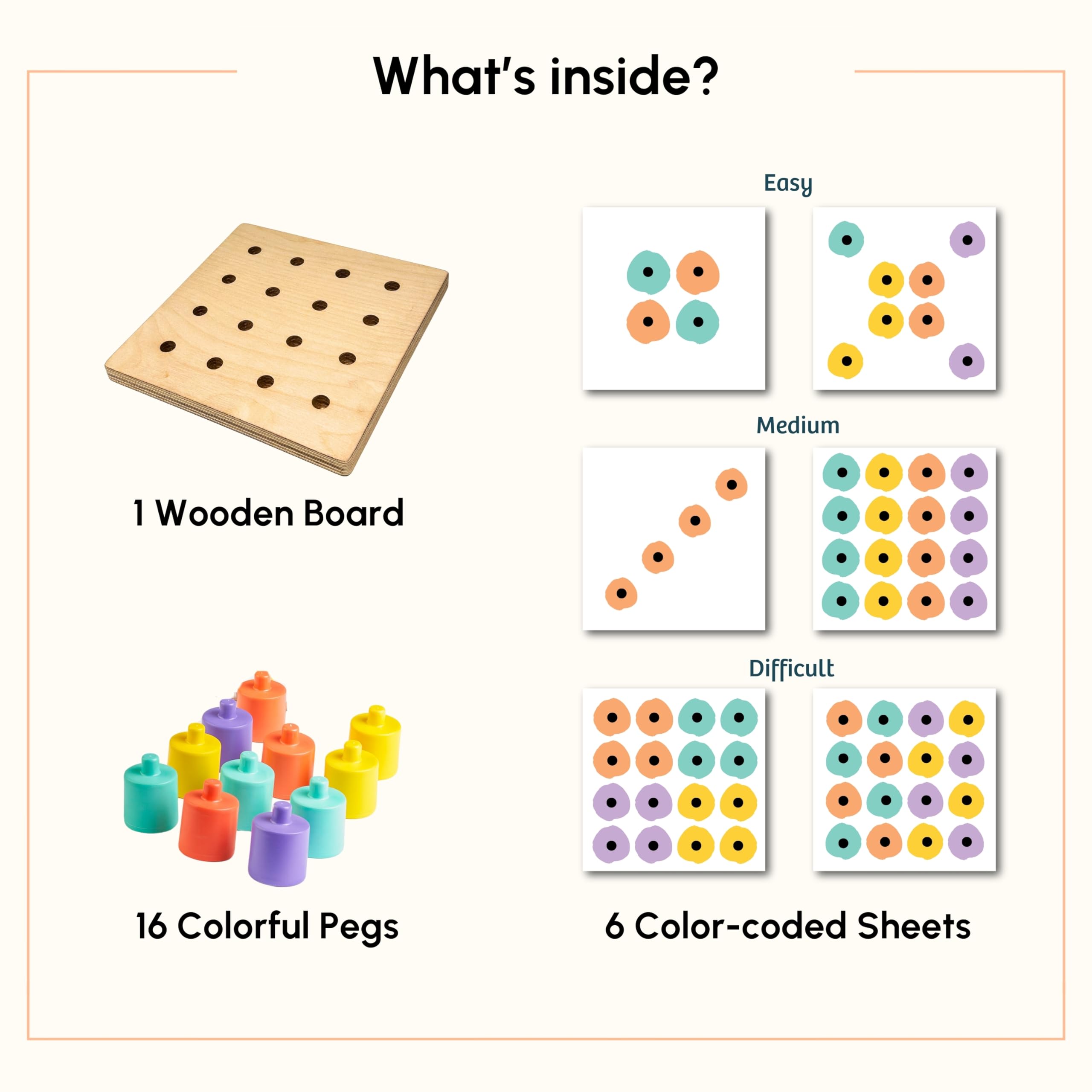 Curious Cub Wooden Stacking & Colour Matching Toy, Montessori-Inspired Educational Ring Stacker for Toddlers Aged 1.5 Years+, Develops Hand-Eye Coordination, Color & Size Recognition