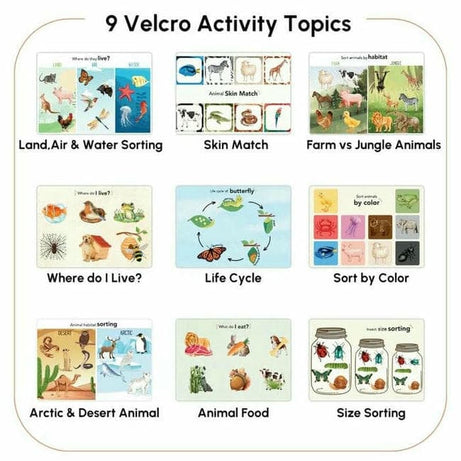 Curious Cub Animal Busy Book for Toddlers Ages 1–3 Years | Montessori-Inspired Learning with 8 Velcro Activities, 5 Wipe & Clean Sheets, and 3 Search & Find Games