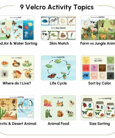 Curious Cub Animal Busy Book for Toddlers Ages 1–3 Years | Montessori-Inspired Learning with 8 Velcro Activities, 5 Wipe & Clean Sheets, and 3 Search & Find Games - MINIMEE KIDS