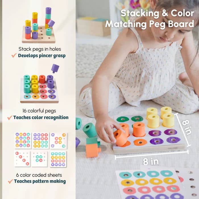 Curious Cub Level 9 Play & Learn Montessori Kit (19-21 Months+) | 10-Piece Toddler Development Set for Practical Life, Logic & Matching | minimee kids
