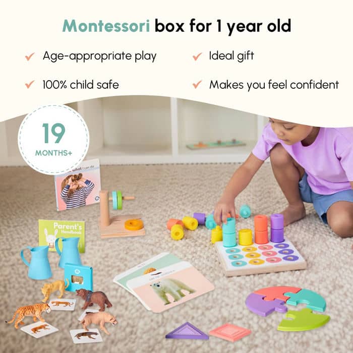 Curious Cub Level 9 Play & Learn Montessori Kit (19-21 Months+) | 10-Piece Toddler Development Set for Practical Life, Logic & Matching | minimee kids