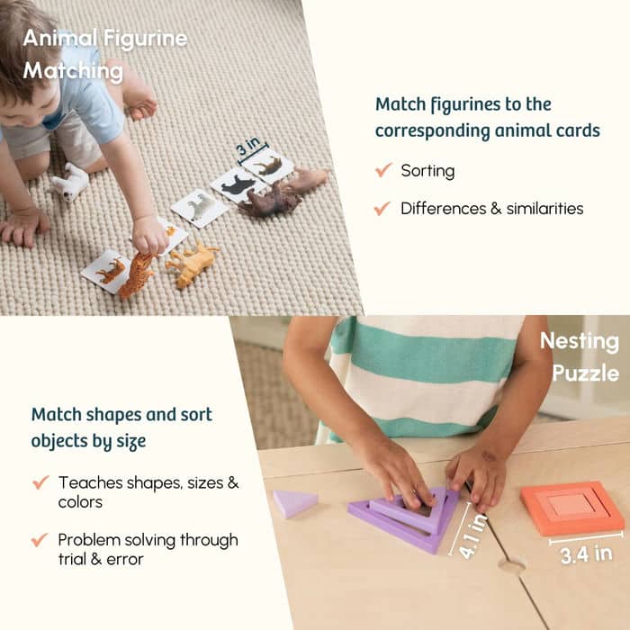 Curious Cub Level 9 Play & Learn Montessori Kit (19-21 Months+) | 10-Piece Toddler Development Set for Practical Life, Logic & Matching | minimee kids