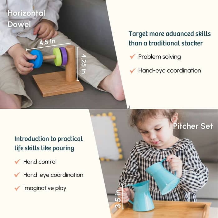 Curious Cub Level 9 Play & Learn Montessori Kit (19-21 Months+) | 10-Piece Toddler Development Set for Practical Life, Logic & Matching | minimee kids