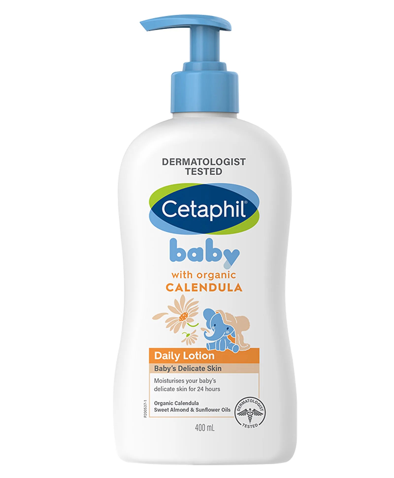 Cetaphil Baby Daily Lotion with Organic Calendula | 24-Hour Moisturisation for Baby’s Delicate Skin | Dermatologist Tested Gentle Skincare for Infants (400ml Pump Bottle)